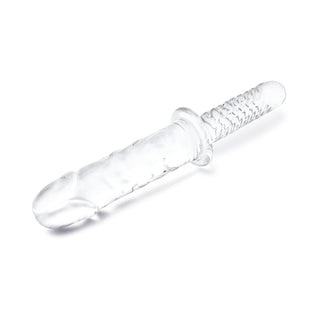 Glas 11 in. Girthy Cock Double Ended with Handle - Horny Stoner
