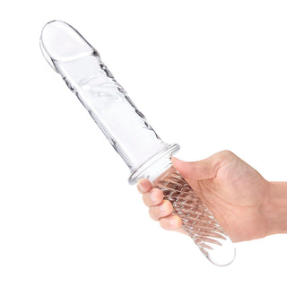 Glas 11 in. Girthy Cock Double Ended with Handle - Horny Stoner