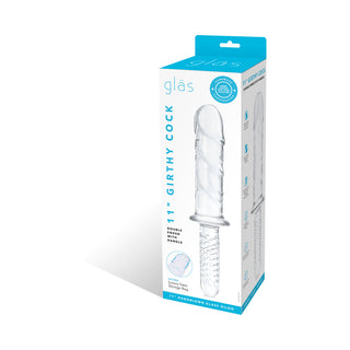 Glas 11 in. Girthy Cock Double Ended with Handle - Horny Stoner