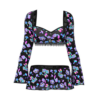 Magic Silk Hazy Dayz Crop Top, Skirt & G-String Set Mushroom - Horny Stoner