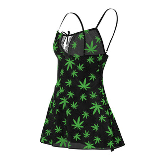 Magic Silk Hazy Dayz Dress & G-String Set Pot Leaf - Horny Stoner