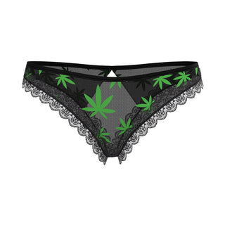 Magic Silk Hazy Dayz Crotchless Panty with Open Back Pot Leaf - Horny Stoner