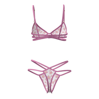 Magic Silk Daisy Bra & Thong Set Daisy Print - Horny Stoner