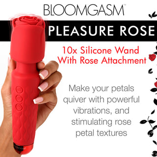 Bloomgasm Pleasure Rose 10X Silicone Wand with Rose Attachment - Horny Stoner