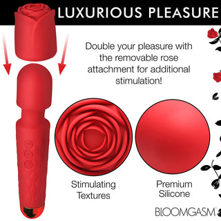Bloomgasm Pleasure Rose 10X Silicone Wand with Rose Attachment - Horny Stoner