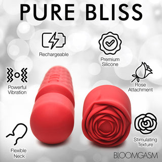 Bloomgasm Pleasure Rose 10X Silicone Wand with Rose Attachment - Horny Stoner