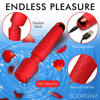 Bloomgasm Pleasure Rose 10X Silicone Wand with Rose Attachment - Horny Stoner
