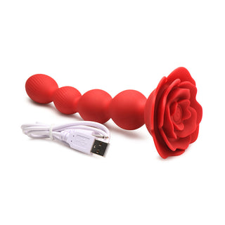 Bloomgasm Rose Twirl 10X Vibrating & Rotating Silicone Anal Beads - Horny Stoner
