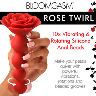 Bloomgasm Rose Twirl 10X Vibrating & Rotating Silicone Anal Beads - Horny Stoner