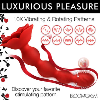 Bloomgasm Rose Twirl 10X Vibrating & Rotating Silicone Anal Beads - Horny Stoner
