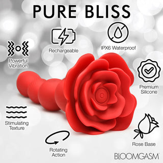 Bloomgasm Rose Twirl 10X Vibrating & Rotating Silicone Anal Beads - Horny Stoner