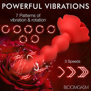 Bloomgasm Rose Twirl 10X Vibrating & Rotating Silicone Anal Beads - Horny Stoner