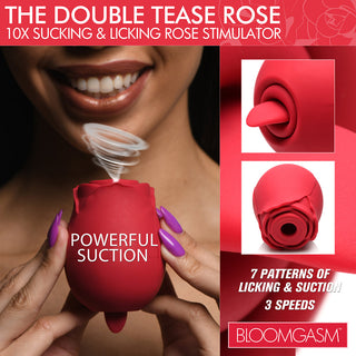 Bloomgasm The Double Tease Rose 10X Sucking & Licking Rose Stimulator - Horny Stoner
