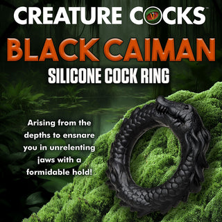 Creature Cocks Black Caiman Silicone Cock Ring - Horny Stoner