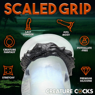 Creature Cocks Black Caiman Silicone Cock Ring - Horny Stoner