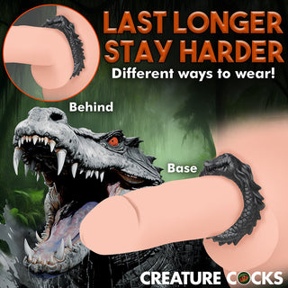 Creature Cocks Black Caiman Silicone Cock Ring - Horny Stoner