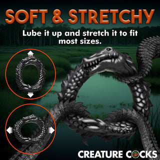 Creature Cocks Black Caiman Silicone Cock Ring - Horny Stoner