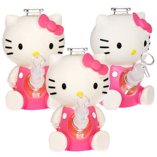 Cutest Kitty Glass & Vinyl Water Pipe - 7" / 14mm 3CT BUNDLE