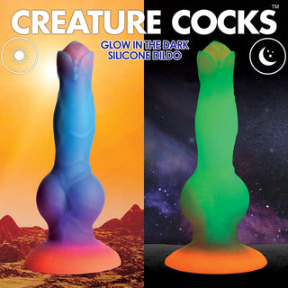 Creature Cocks Space Cock Glow-in-the-Dark Silicone Alien Dildo - Horny Stoner