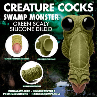 Creature Cocks Swamp Monster Green Scaly Silicone Dildo - Horny Stoner