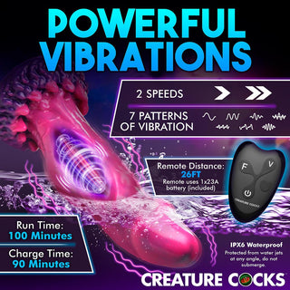 Creature Cocks Xenox Vibrating Silicone Dildo with Remote - Horny Stoner