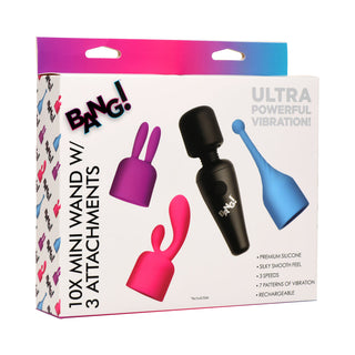 BANG! 10X Mini Wand Vibrator with 3 Versatile Attachments