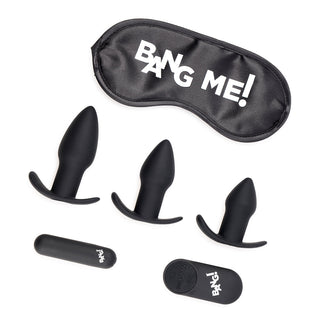 BANG! Backdoor Adventure 3-Piece Butt Plug Set with Bullet & Blindfold - Black
