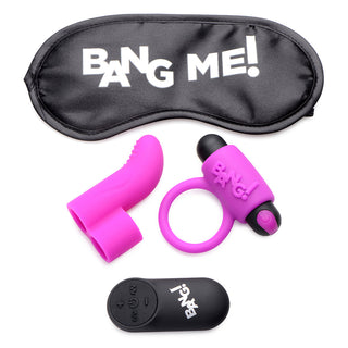 BANG! Couple's Love Ring, Finger Vibe, Bullet & Blindfold Kit - Purple