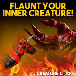 Creature Cocks Fire Demon Keychain - Horny Stoner