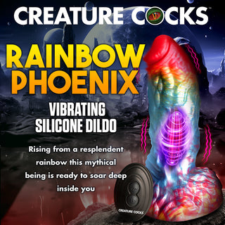 Creature Cocks Rainbow Phoenix Vibrating Silicone Dildo - Horny Stoner