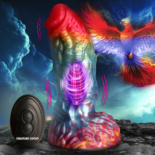 Creature Cocks Rainbow Phoenix Vibrating Silicone Dildo - Horny Stoner