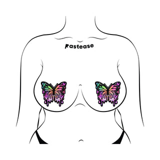 Pastease Butterfly Melt Trippy Glitter Rainbow Nipple Pasties - Horny Stoner