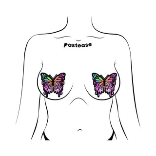 Pastease Butterfly Melt Trippy Glitter Rainbow Nipple Pasties - Horny Stoner
