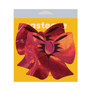 Pastease Bow Red Holographic Breast Covers Support Tape - Horny Stoner