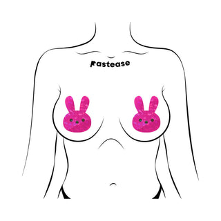 Pastease Glittery Pink Marshmallow Easter Bunny Nipple Pasties - Horny Stoner