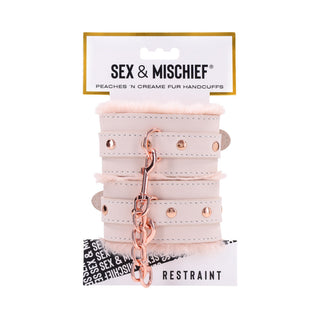 Sportsheets Sex & Mischief Peaches 'n CreaMe Fur Handcuffs - Horny Stoner