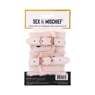 Sportsheets Sex & Mischief Peaches 'n CreaMe Fur Handcuffs - Horny Stoner