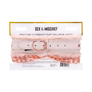 Sportsheets Sex & Mischief Peaches 'n CreaMe Fur Collar & Leash - Horny Stoner