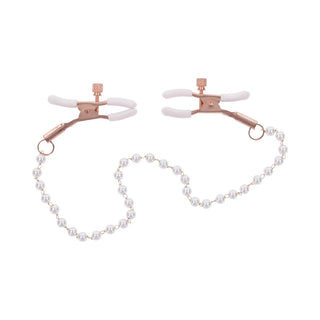 Sportsheets Sex & Mischief Peaches 'n CreaMe Pearl Nipple Clamps - Horny Stoner