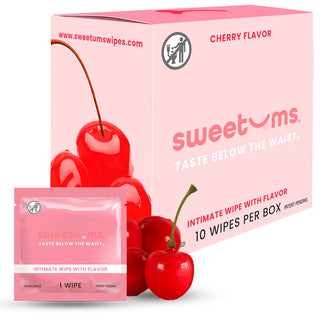 Sweetums Cherry Flavor Intimate Wipes - 10-Pack for Refreshing Cleanliness