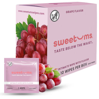 Sweetums Grape Flavor Intimate Wipes - 10-Pack for Refreshing Cleanliness