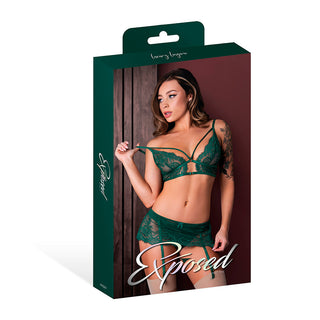 Magic Silk Evermore Bralette, Garter Skirt & Thong Set Emerald
