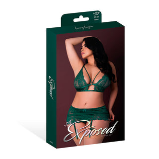 Magic Silk Evermore Bralette, Garter Skirt & Thong Set Emerald