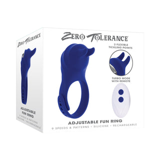 Zero Tolerance Adjustable Vibrating Cock Ring with Remote - Rechargeable Silicone in Blue
