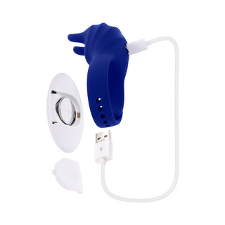 Zero Tolerance Adjustable Vibrating Cock Ring with Remote - Rechargeable Silicone in Blue
