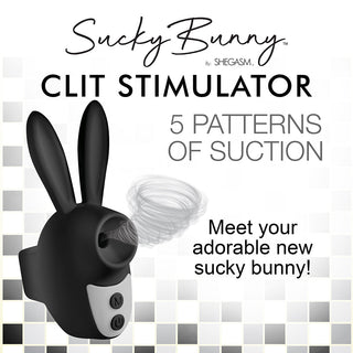 Shegasm Sucky Bunny Clit Stimulator Black - Horny Stoner