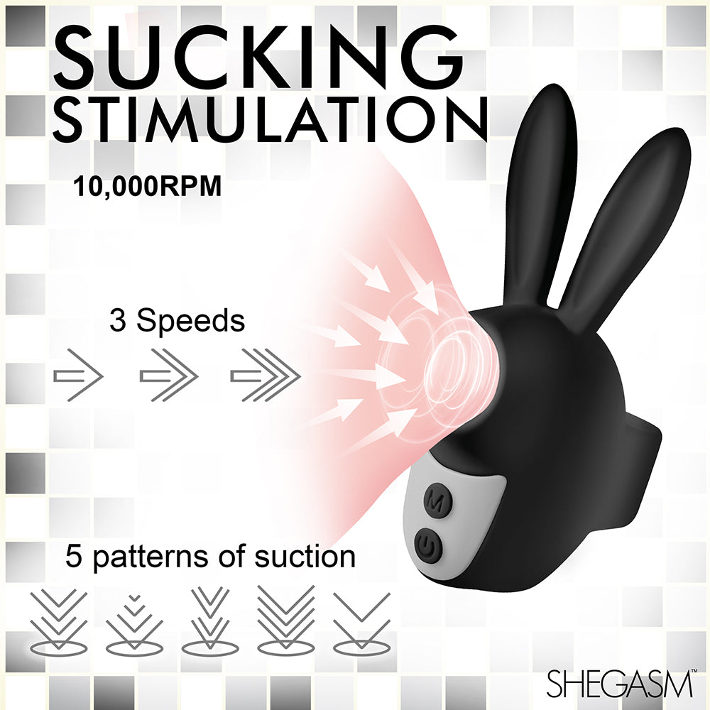Shegasm Sucky Bunny Clit Stimulator Black - Horny Stoner