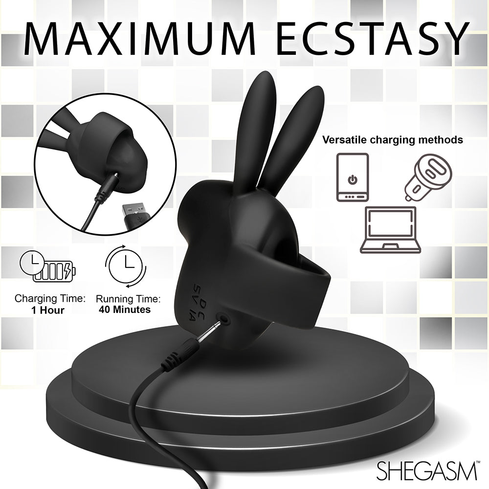 Shegasm Sucky Bunny Clit Stimulator Black - Horny Stoner