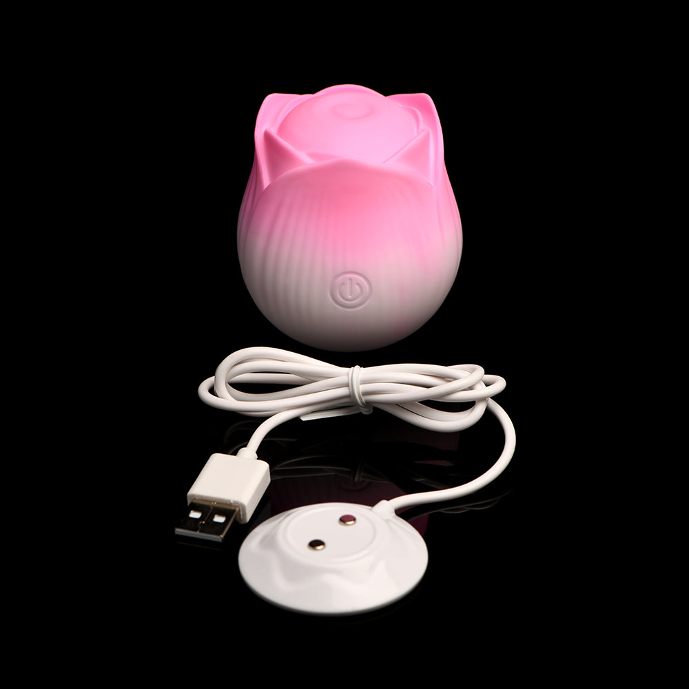 Bloomgasm Pulsing Petals Throbbing Rose Stimulator Pink - Horny Stoner