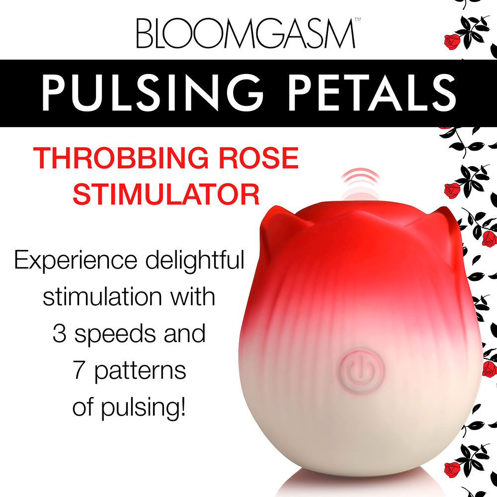 Bloomgasm Pulsing Petals Throbbing Rose Stimulator Red - Horny Stoner
